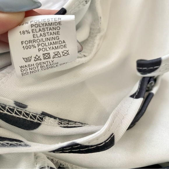 NWOT Cow Print High Waisted Bandeau Scrunch Bottom Bikini Black White - Picture 12 of 13